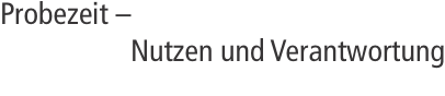 Probezeit &ndash; Nutzen und Verantwortung